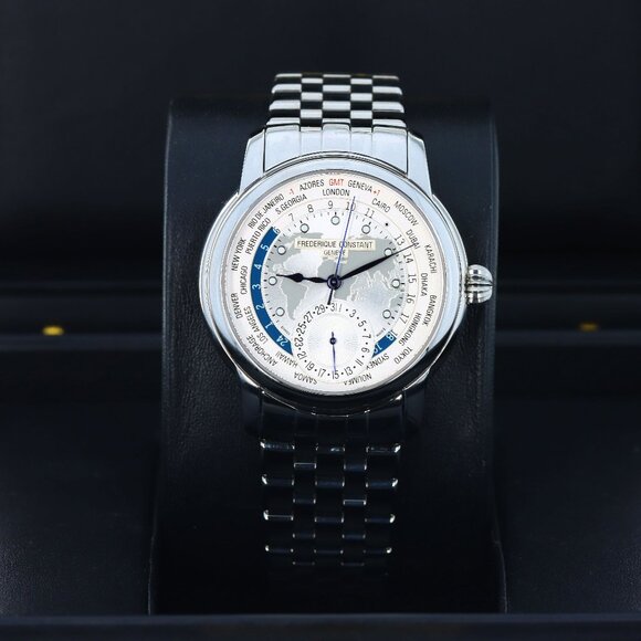 Frederique Constant Classic Worldtimer Manufacture, Silver Dial Stainless Steel - Picture 1 of 9